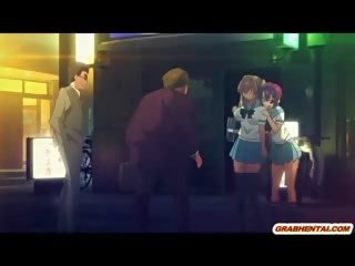 Грудаста японська аніме студентка tittyfucking і кінчання на обличчя каммінг