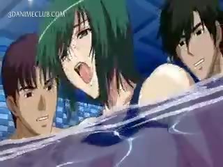 Kolme kimainen painonapit helvetin a söpö anime alle vesi