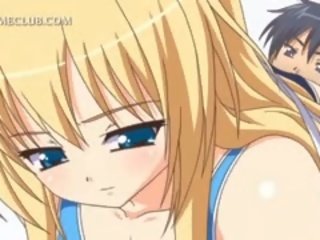 Saldus anime blondinė mergaitė valgymas varpa į karštas sixtynine