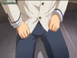 Blondýna anime cutie robí robenie chodidlom