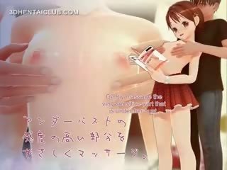 Delikat anime jente stripped til kjønn og pupper teased