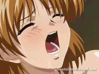 Graceful brown haired anime porno nymph having teeny cooshie fingered